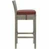Modway Conduit Outdoor Patio Wicker Rattan Bar Stool in Light Gray Currant - Side Angle - Modway Conduit Outdoor Patio Wicker Rattan Bar Stool in Light Gray Currant - Side Angle