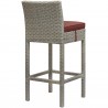 Modway Conduit Outdoor Patio Wicker Rattan Bar Stool in Light Gray Currant - Back Side Angle