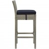 Modway Conduit Outdoor Patio Wicker Rattan Bar Stool in Light Gray Navy - Side Angle