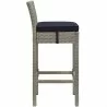 Modway Conduit Outdoor Patio Wicker Rattan Bar Stool in Light Gray Navy - Side Angle - Modway Conduit Outdoor Patio Wicker Rattan Bar Stool in Light Gray Navy - Side Angle