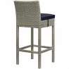 Modway Conduit Outdoor Patio Wicker Rattan Bar Stool in Light Gray Navy - Back Side Angle - Modway Conduit Outdoor Patio Wicker Rattan Bar Stool in Light Gray Navy - Back Side Angle