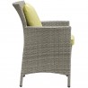 Modway Conduit Outdoor Patio Wicker Rattan Dining Armchair in Light Gray Peridot - Side Angle