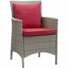 Modway Conduit Outdoor Patio Wicker Rattan Dining Armchair in Light Gray Red - Front Side Angle