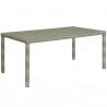Modway Conduit 70" Outdoor Patio Wicker Rattan Dining Table in Light Gray - Front Side Angle