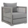 Modway Aura Rattan Outdoor Patio Armchair in Gray Gray - Front Side Angle