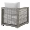 Modway Aura Rattan Outdoor Patio Armchair - Gray White - Back Side Angle - Modway Aura Rattan Outdoor Patio Armchair - Gray White - Back Side Angle