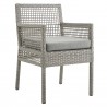 Modway Aura Outdoor Patio Wicker Rattan Dining Armchair in Gray Gray - Front Side Angle