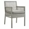 Modway Aura Outdoor Patio Wicker Rattan Dining Armchair in Gray Gray - Front Side Angle - Modway Aura Outdoor Patio Wicker Rattan Dining Armchair in Gray Gray - Front Side Angle