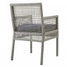 Modway Aura Outdoor Patio Wicker Rattan Dining Armchair in Gray Navy - Back  Side Angle