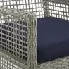Modway Aura Outdoor Patio Wicker Rattan Dining Armchair in Gray Navy - Seat Closeup Angle - Modway Aura Outdoor Patio Wicker Rattan Dining Armchair in Gray Navy - Seat Closeup Angle