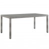 Modway Aura Outdoor Patio Wicker Rattan Dining Table - Gray in 68'' - Front Side Angle