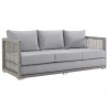 Modway Aura Outdoor Patio Wicker Rattan Sofa in Gray Gray - Front Side Angle