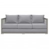 Modway Aura Outdoor Patio Wicker Rattan Sofa in Gray Gray - Front Angle