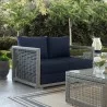 Modway Aura Outdoor Patio Wicker Rattan Loveseat - Gray Navy - Lifestyle - Modway Aura Outdoor Patio Wicker Rattan Loveseat - Gray Navy - Lifestyle