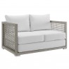 Modway Aura Outdoor Patio Wicker Rattan Loveseat - Gray White - Front Side Angle