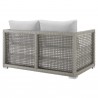 Modway Aura Outdoor Patio Wicker Rattan Loveseat - Gray White - Back Side Angle