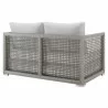 Modway Aura Outdoor Patio Wicker Rattan Loveseat - Gray White - Back Side Angle - Modway Aura Outdoor Patio Wicker Rattan Loveseat - Gray White - Back Side Angle
