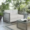 Modway Aura Outdoor Patio Wicker Rattan Loveseat - Gray White - Lifestyle - Modway Aura Outdoor Patio Wicker Rattan Loveseat - Gray White - Lifestyle