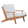 Modway Saratoga Outdoor Patio Teak Armchair - Natural White - Front Side Angle
