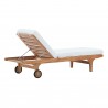 Modway Saratoga Outdoor Patio Teak Chaise Lounge - Natural White - Adjusted Headrest in Back Side Angle
