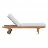 Modway Saratoga Outdoor Patio Teak Chaise Lounge - Natural White - Adjusted Headrest in Side Angle