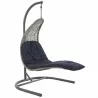 Modway Landscape Hanging Chaise Lounge Outdoor Patio Swing Chair - Light Gray Navy - Front Side Angle - Modway Landscape Hanging Chaise Lounge Outdoor Patio Swing Chair - Light Gray Navy - Front Side Angle