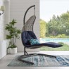 Modway Landscape Hanging Chaise Lounge Outdoor Patio Swing Chair - Light Gray Navy - Lifestyle