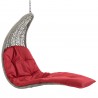 Modway Landscape Hanging Chaise Lounge Outdoor Patio Swing Chair - Light Gray Red - Front Side Closeup Angle