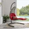 Modway Landscape Hanging Chaise Lounge Outdoor Patio Swing Chair - Light Gray Red - Lifestyle - Modway Landscape Hanging Chaise Lounge Outdoor Patio Swing Chair - Light Gray Red - Lifestyle