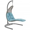 Modway Landscape Hanging Chaise Lounge Outdoor Patio Swing Chair - Light Gray Turquoise - Front Side Angle