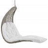 Modway Landscape Hanging Chaise Lounge Outdoor Patio Swing Chair - Light Gray White - Closeup Front Side Angle