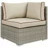 Modway Repose Outdoor Patio Corner in Light Gray Beige - Front Angle - Modway Repose Outdoor Patio Corner in Light Gray Beige - Front Angle