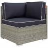 Modway Repose Outdoor Patio Corner in Light Gray Navy - Front Side Angle