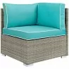 Modway Repose Outdoor Patio Corner - Light Gray Turquoise - Front Angle - Modway Repose Outdoor Patio Corner - Light Gray Turquoise - Front Angle