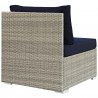 Modway Repose Sunbrella® Fabric Outdoor Patio Armless Chair - Light Gray Navy - Back Side Angle