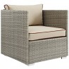 Modway Repose Outdoor Patio Armchair - Light Gray Beige - Front Side Angle
