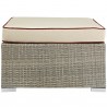 Modway Repose Outdoor Patio Upholstered Fabric Ottoman in Light Gray Beige - Front Angle