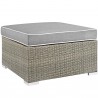 Modway Repose Outdoor Patio Upholstered Fabric Ottoman in Light Gray - Front Side Angle