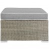 Modway Repose Outdoor Patio Upholstered Fabric Ottoman in Light Gray - Front Angle
