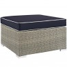 Modway Repose Outdoor Patio Upholstered Fabric Ottoman in Light Navy - Front Side Angle