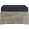 Modway Repose Outdoor Patio Upholstered Fabric Ottoman in Light Navy - Front Angle