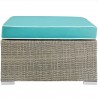 Modway Repose Outdoor Patio Upholstered Fabric Ottoman - Light Gray Turquoise - Front Angle