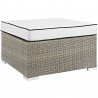 Modway Repose Outdoor Patio Upholstered Fabric Ottoman - Light Gray White - Front Side Angle