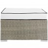 Modway Repose Outdoor Patio Upholstered Fabric Ottoman - Light Gray White - Front Angle