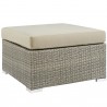 Modway Repose Sunbrella® Fabric Outdoor Patio Ottoman in Light Gray Beige - Front Side Angle