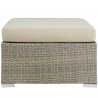 Modway Repose Sunbrella® Fabric Outdoor Patio Ottoman in Light Gray Beige - Front Angle