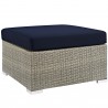 Modway Repose Sunbrella® Fabric Outdoor Patio Ottoman in Light Gray Navy - Front Side Angle