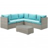 Modway Repose 6 Piece Outdoor Patio Sectional Set - Light Gray Turquoise - Set in Front Angle