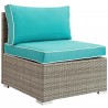Modway Repose 6 Piece Outdoor Patio Sectional Set - Light Gray Turquoise - Armless Chair in Front Side Angle