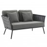 Modway Stance Outdoor Patio Aluminum Loveseat in Gray Charcoal - Front Side Angle
